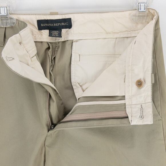 Banana Republic Chinos Men's 33x32 Pants Flat Front Beige 100% Cotton - Picture 5 of 10